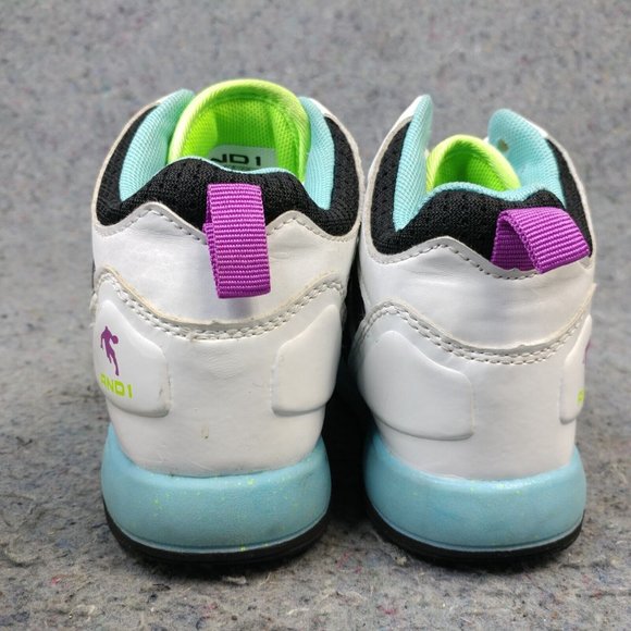 AND1 Girls Shoes Size 1Y Pre School Kids Basketball Sneakers White Black Blue - Picture 8 of 10